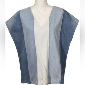 Entro 2X top color block denim top